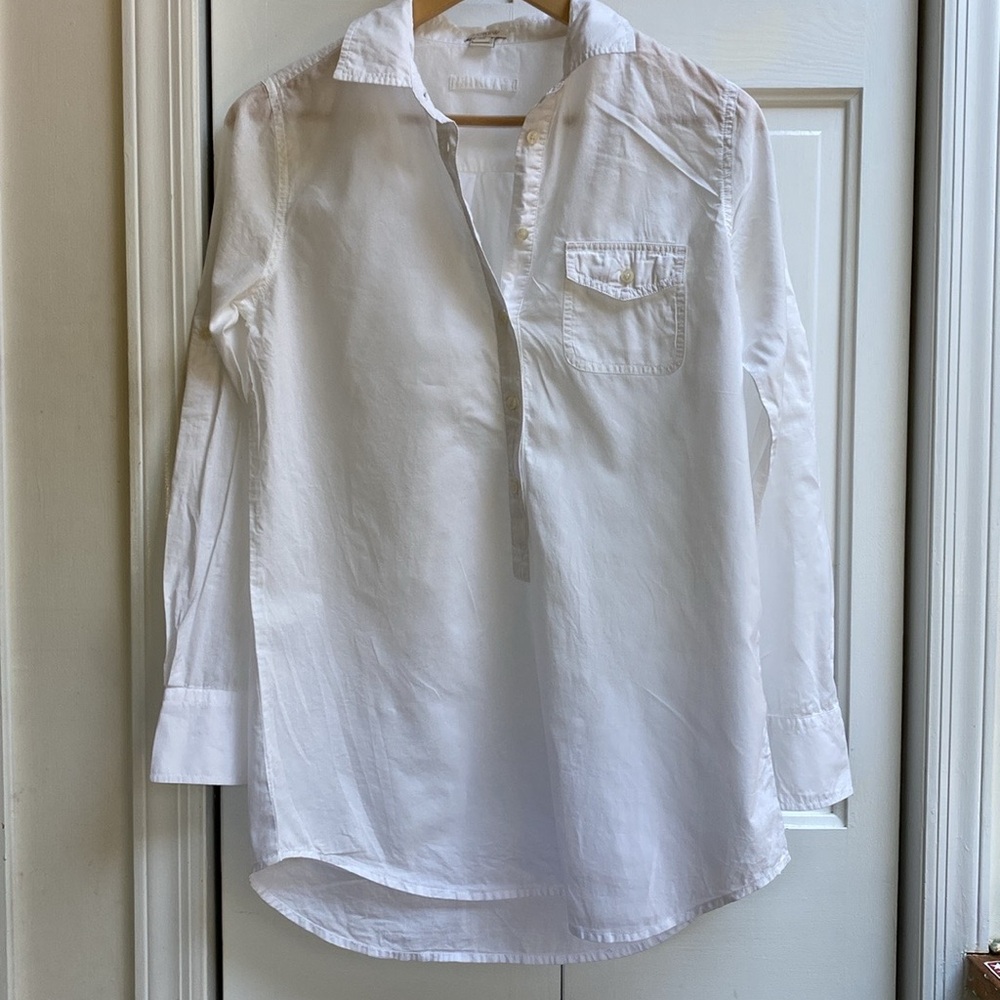 JCREW Crisp White Collared Shirt Tunic size XS